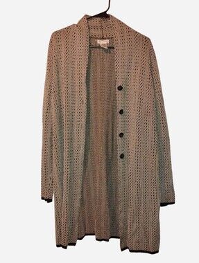 Liz Baker Geometric Pattern Longline Cardigan Sweater, Size XL
